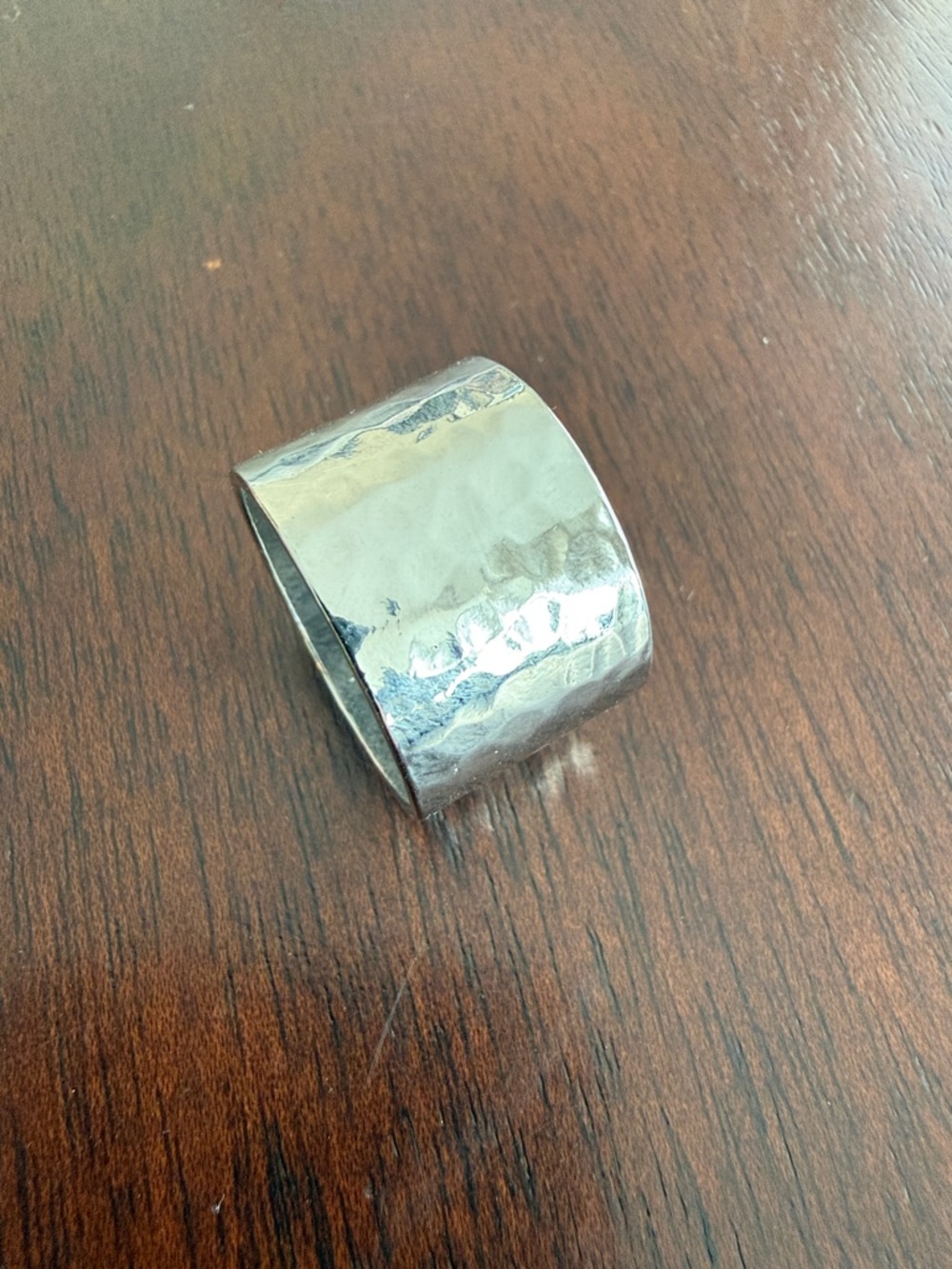 Hammered Silver Wide Ring – Men